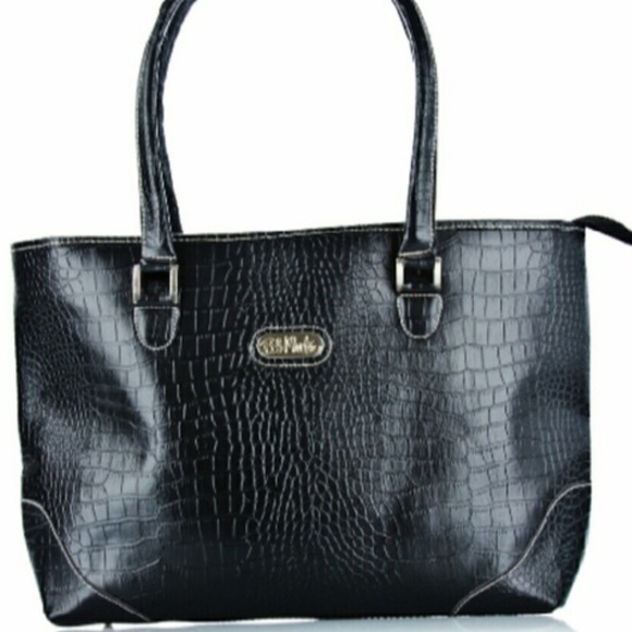 Designer Bob Mackie Handbags - ✨HP✨DESIGNER BOB MACKIE BLACK CROCODILE TOTE